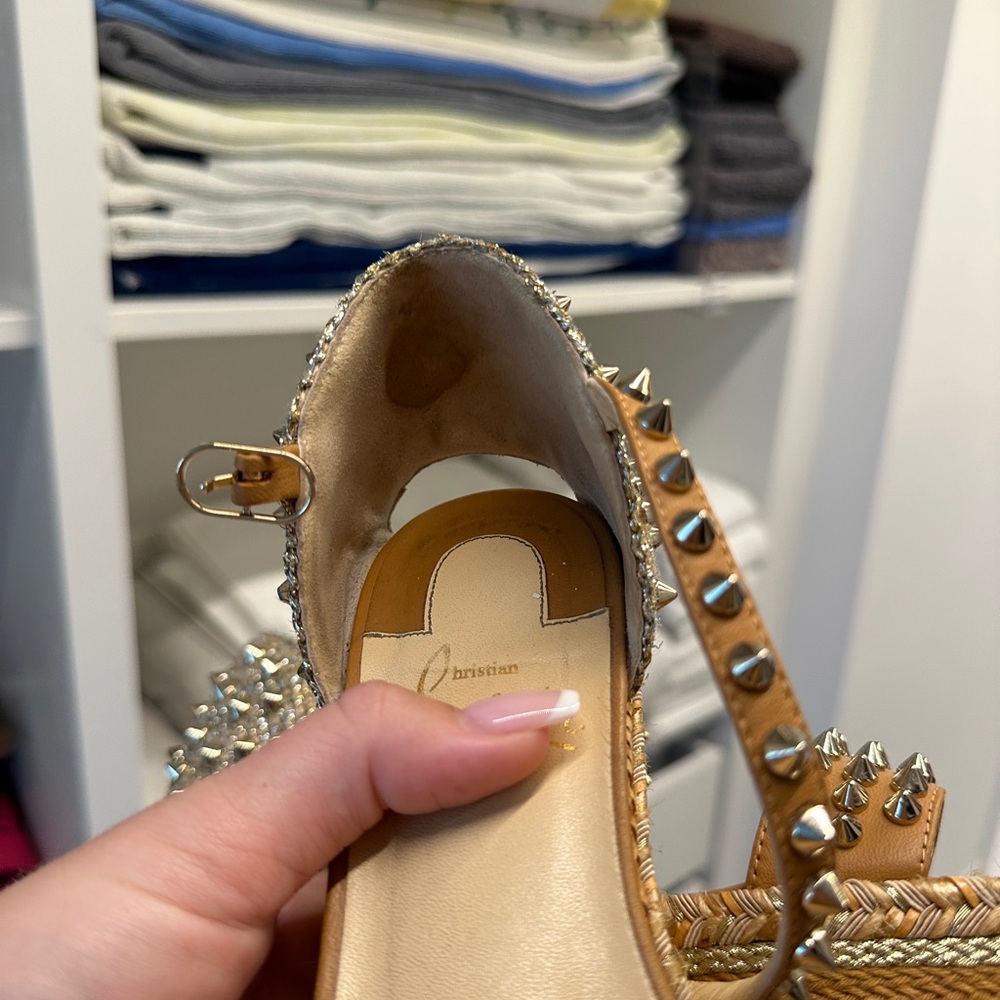 Christian Louboutin Studded Tan Women's Sandals